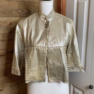 Sherry Nikka gold cropped leather jacket XS Stunning piece! Designer leather